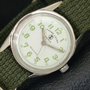 Vintage 1989 Favre Leuba Manual Mens Silver Watch W/Nato Strap